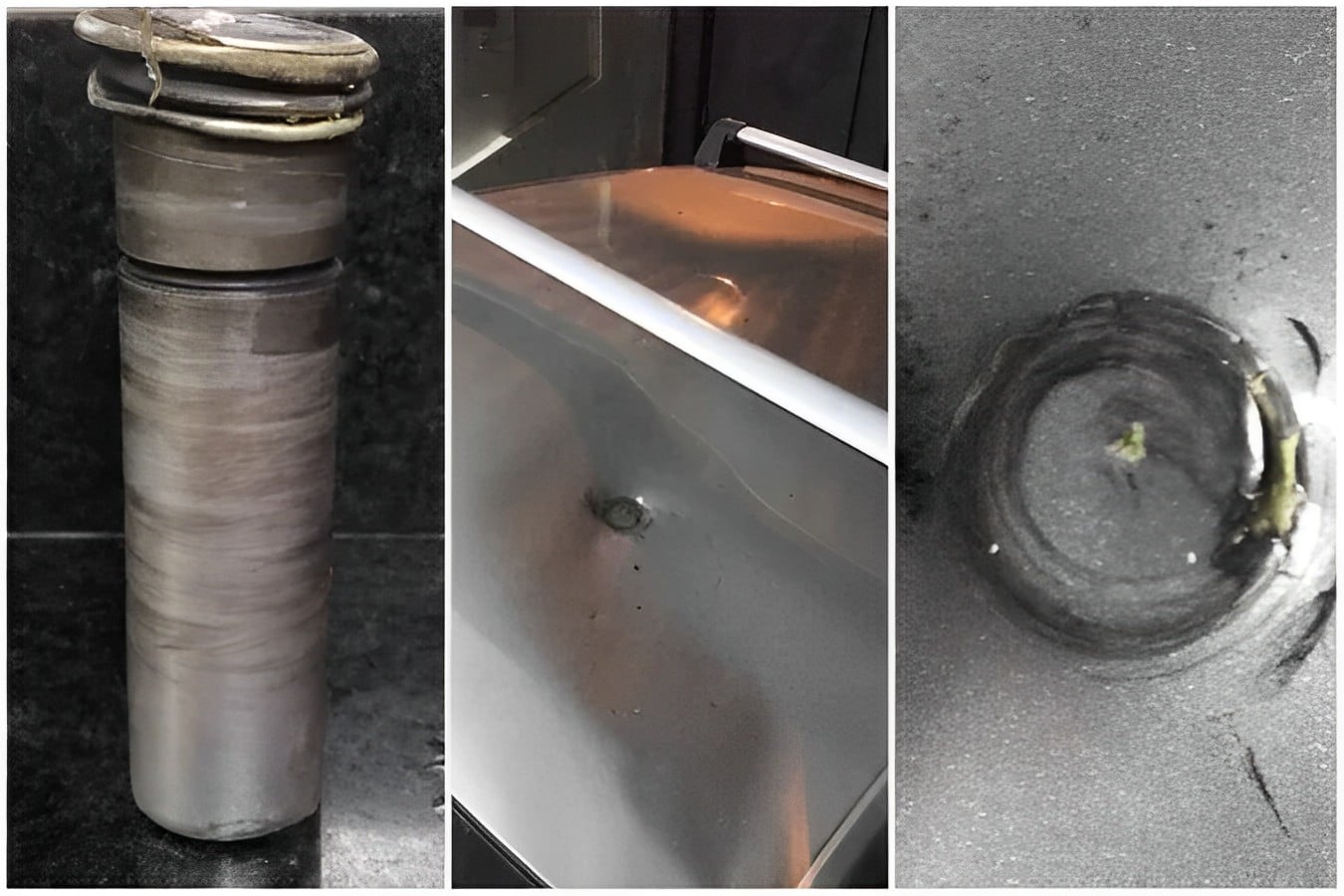 objeto cilíndrico cai do céu e atinge veiculo em residência