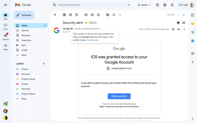 agora o plataforma de e-mail gmail, terá selo verificação